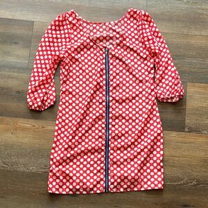 Annabella Vibrant Red and White Patterned zip back Dress